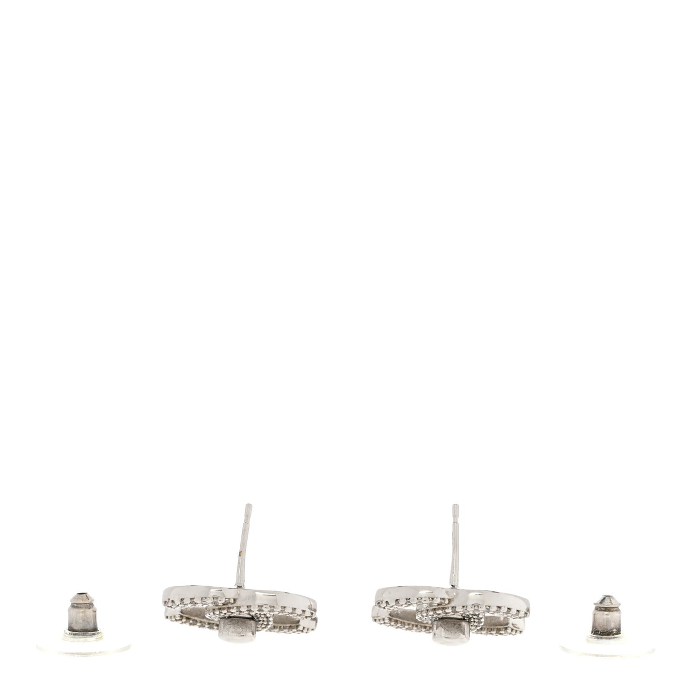 Crystal CC Turnlock Earrings Silver