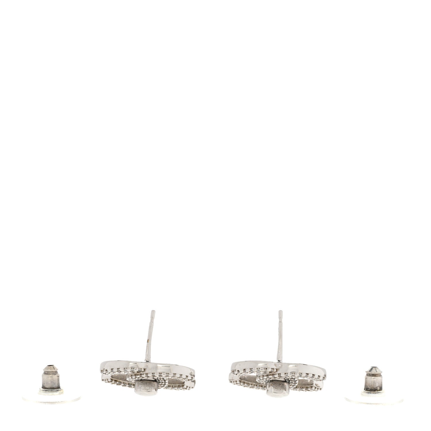 Chanel Crystal CC Turnlock Earrings Silver 3 of 4