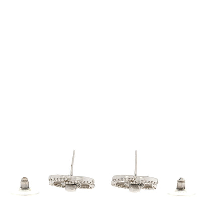 Chanel Crystal CC Turnlock Earrings Silver 3 of 4