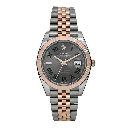 Rolex Stainless Steel 18K Everose Gold 41mm Oyster Perpetual Wimbledon Datejust Watch Slate 126331 1 of 5