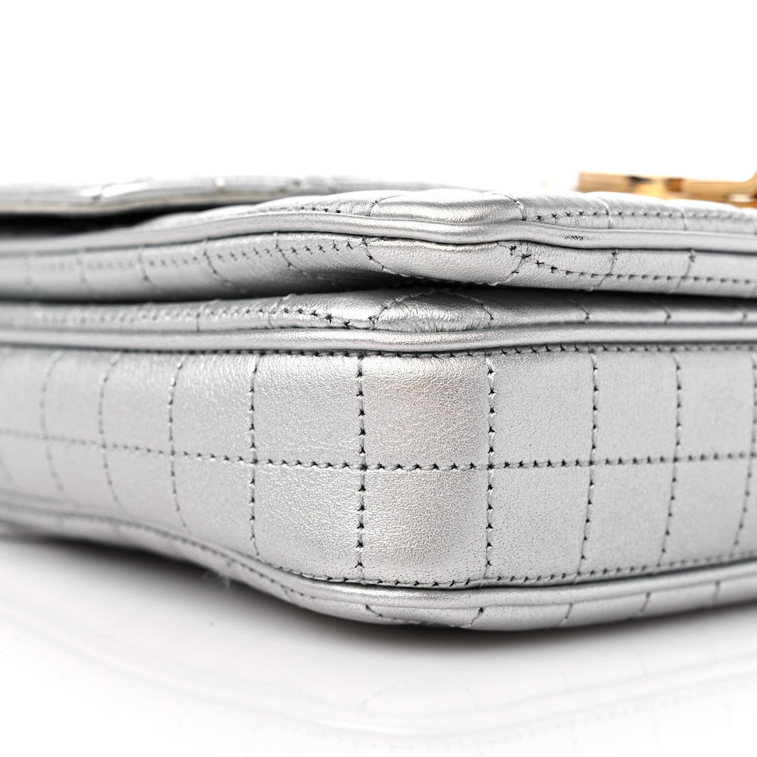 Celine Laminated Calfskin Quilted Medium C Bag Silver 8 of 10