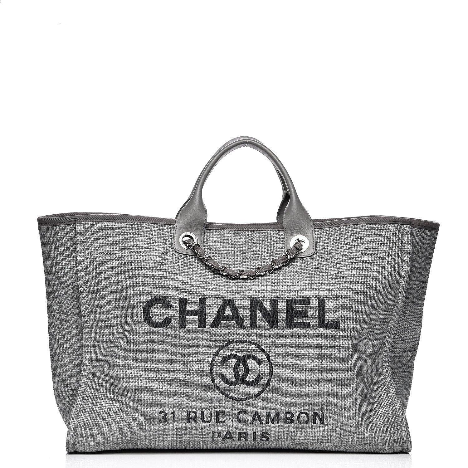 Chanel Canvas Large Deauville Tote Grey 1 of 8