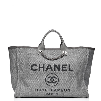 Chanel Canvas Large Deauville Tote Grey 1 of 8