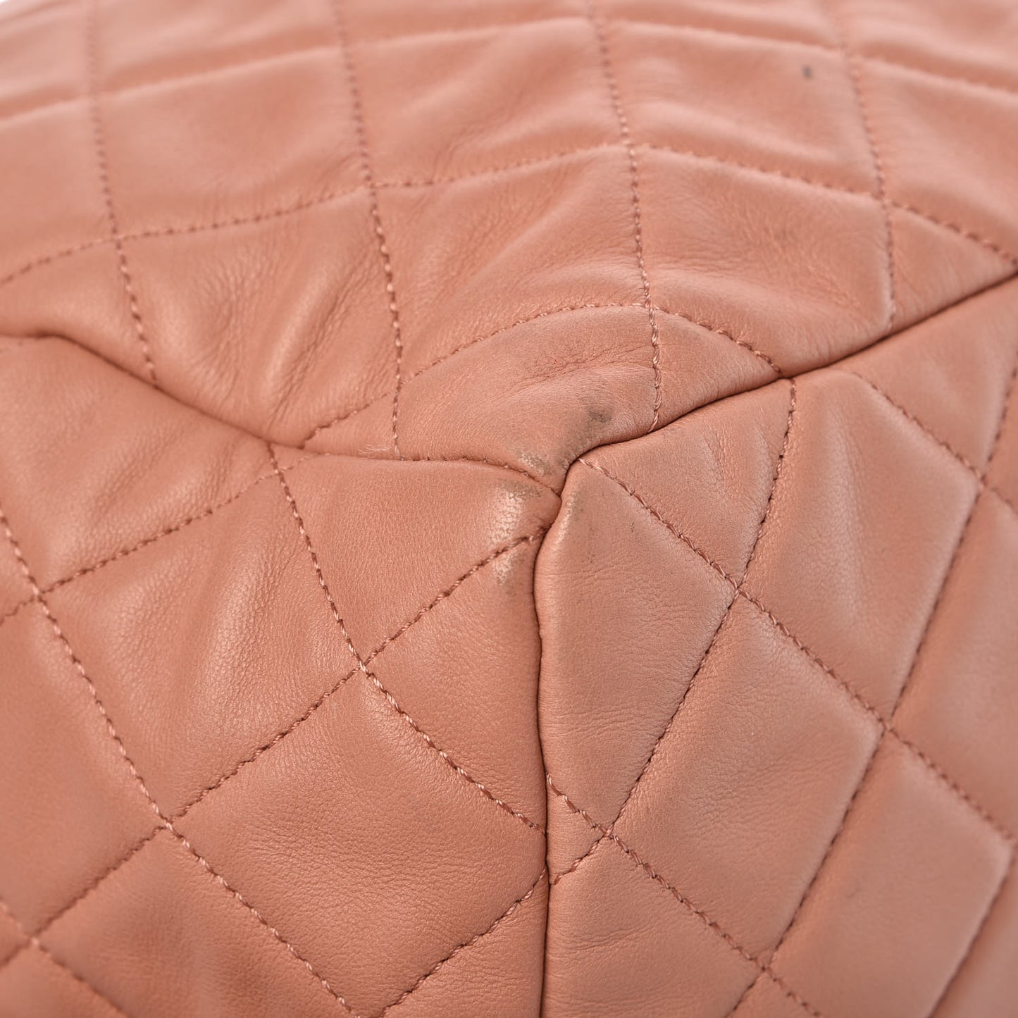 Lambskin Quilted CC Chain Drawstring Tote Dark Beige