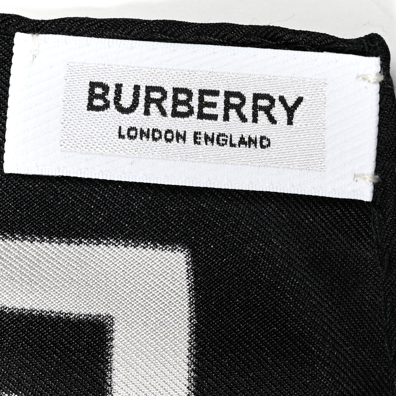 Burberry Silk Vintage Check Icon Stripe TB Monogram Print Scarf Archive Black White 3 of 4