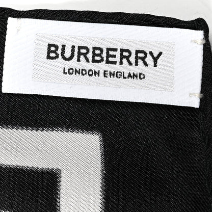 Burberry Silk Vintage Check Icon Stripe TB Monogram Print Scarf Archive Black White 3 of 4