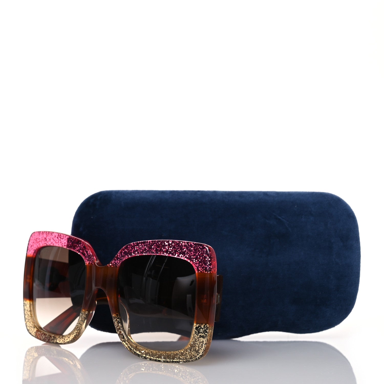 Gucci Square Frame GG0083S Sunglasses Glitter Pink Multi 5 of 5