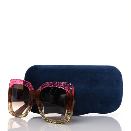 Gucci Square Frame GG0083S Sunglasses Glitter Pink Multi 5 of 5