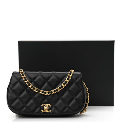 Chanel Calfskin Quilted Coco Mail Clutch With Chain Black 12 of 12