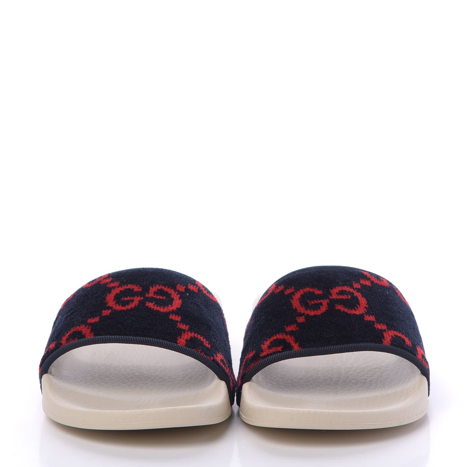 Gucci Terry Cloth GG Monogram Slide Sandals 37 Blue Red 2 of 8