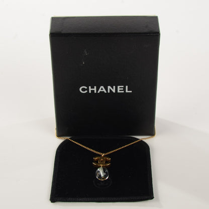 Chanel Enamel Hammered CC Bead Pendant Necklace Gold 5 of 6