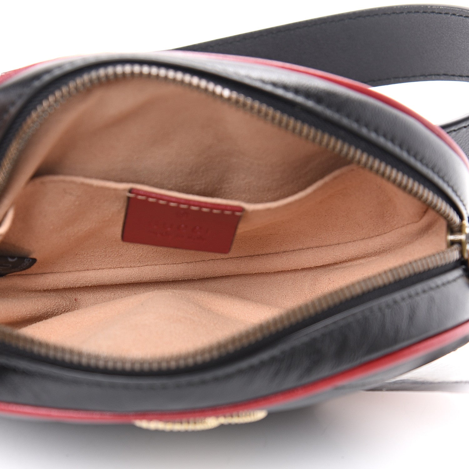 Gucci Azalea Calfskin Matelasse Diagonal Torchon GG Marmont Belt Bag 85 34 Black Romantic Cerise 4 of 11