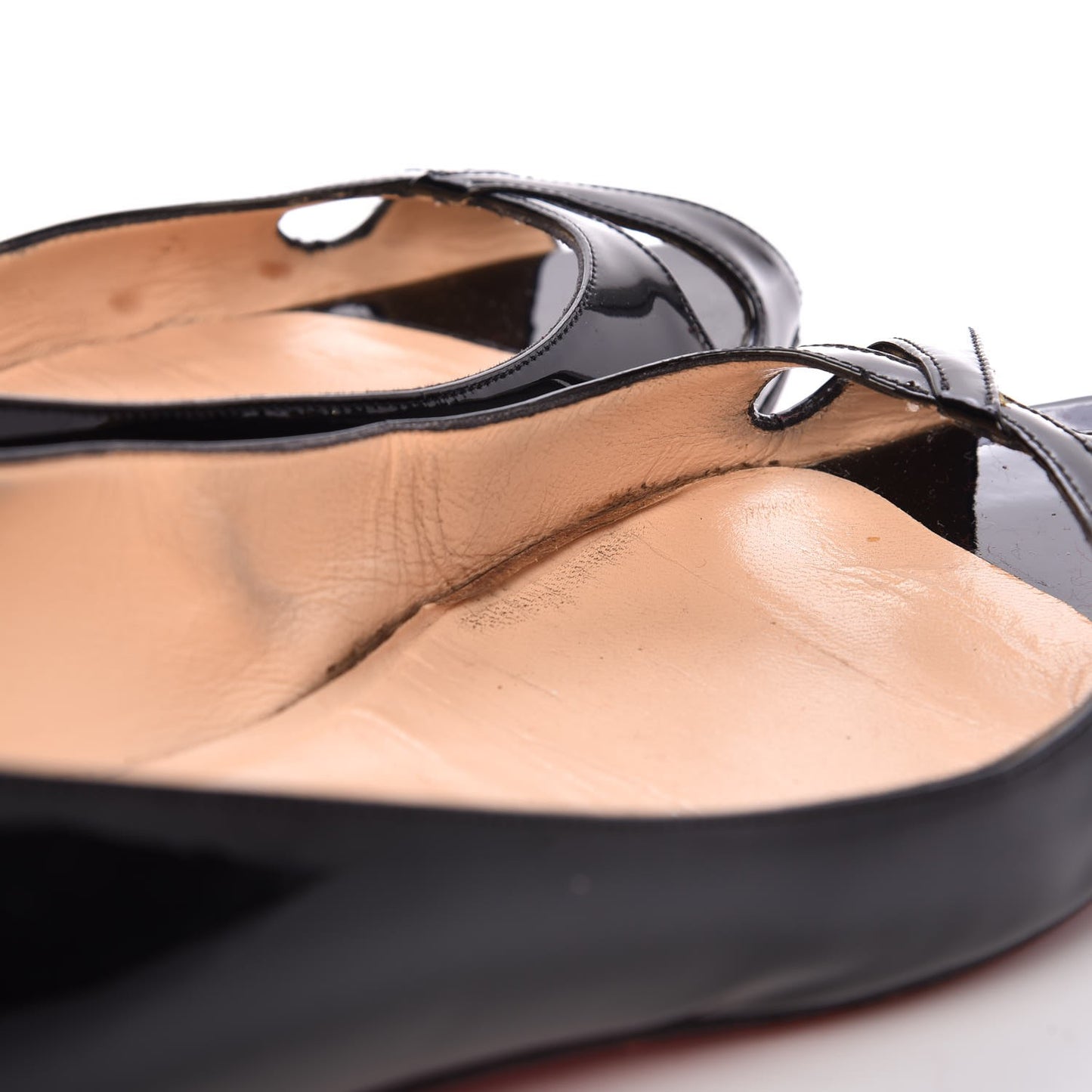 Patent Croisette Peep Toe Flats 40 Black