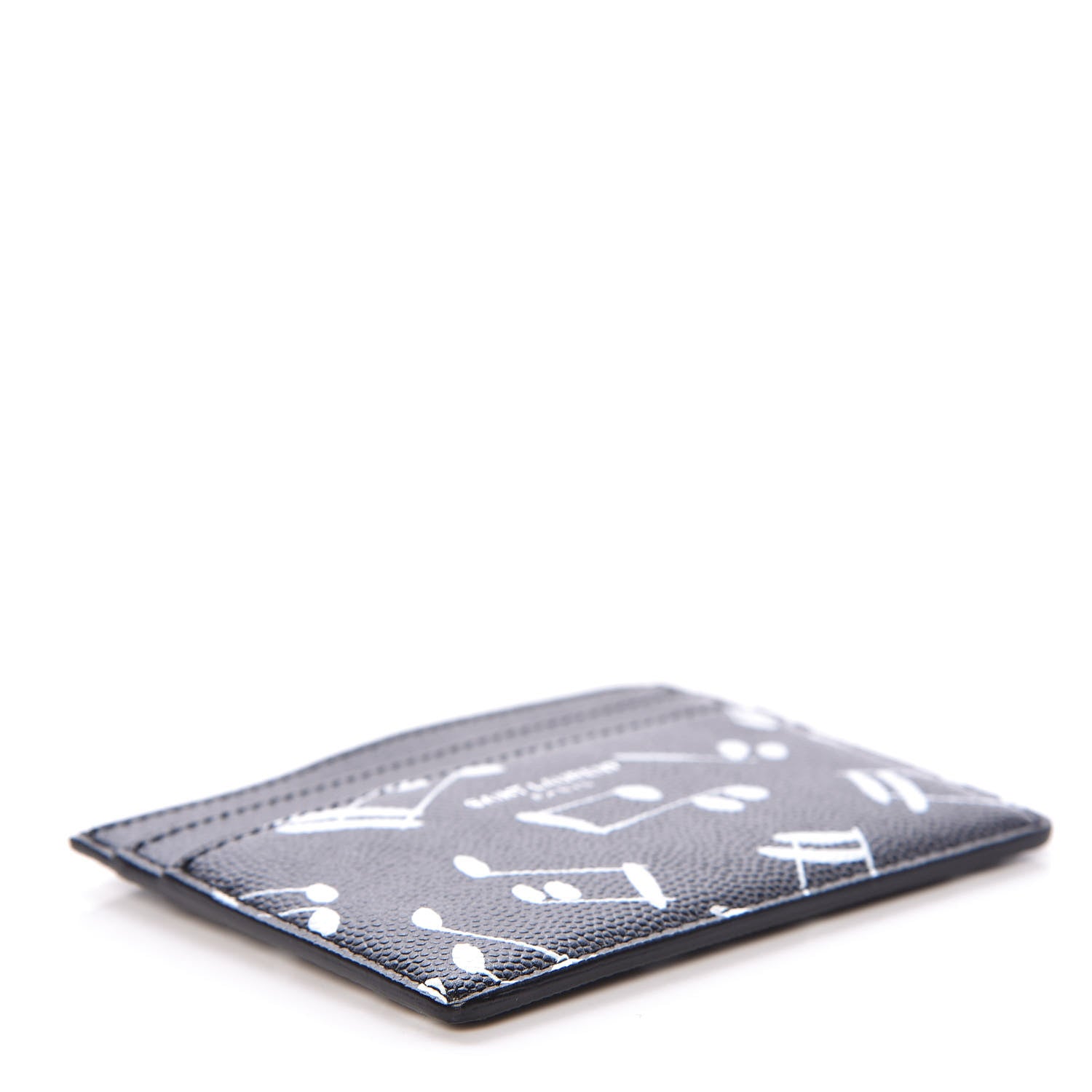 Saint Laurent Grain De Poudre Musical Notes Credit Card Case Black 4 of 7