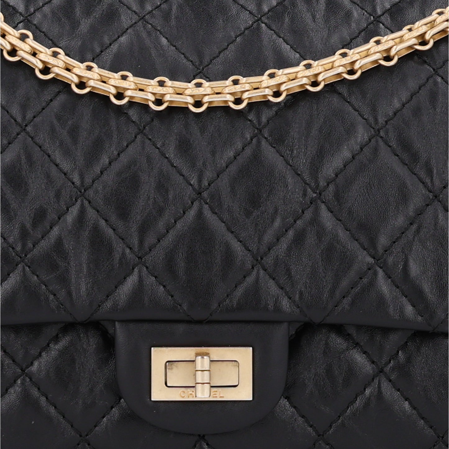 Aged Calfskin Quilted 2.55 Reissue 226 Flap Black