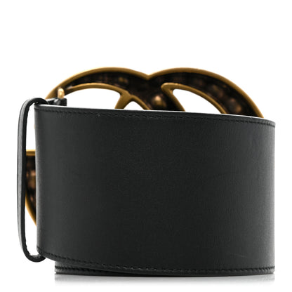 Gucci Moon Calfskin Pearl Double G 70mm Belt 80 32 Black Cream 2 of 5