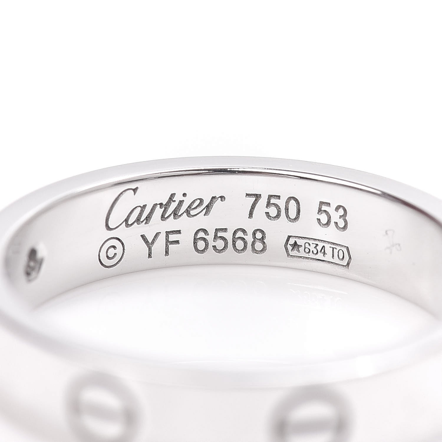 Cartier 18K White Gold Diamond 4mm LOVE Wedding Band Ring 53 6.25 4 of 5