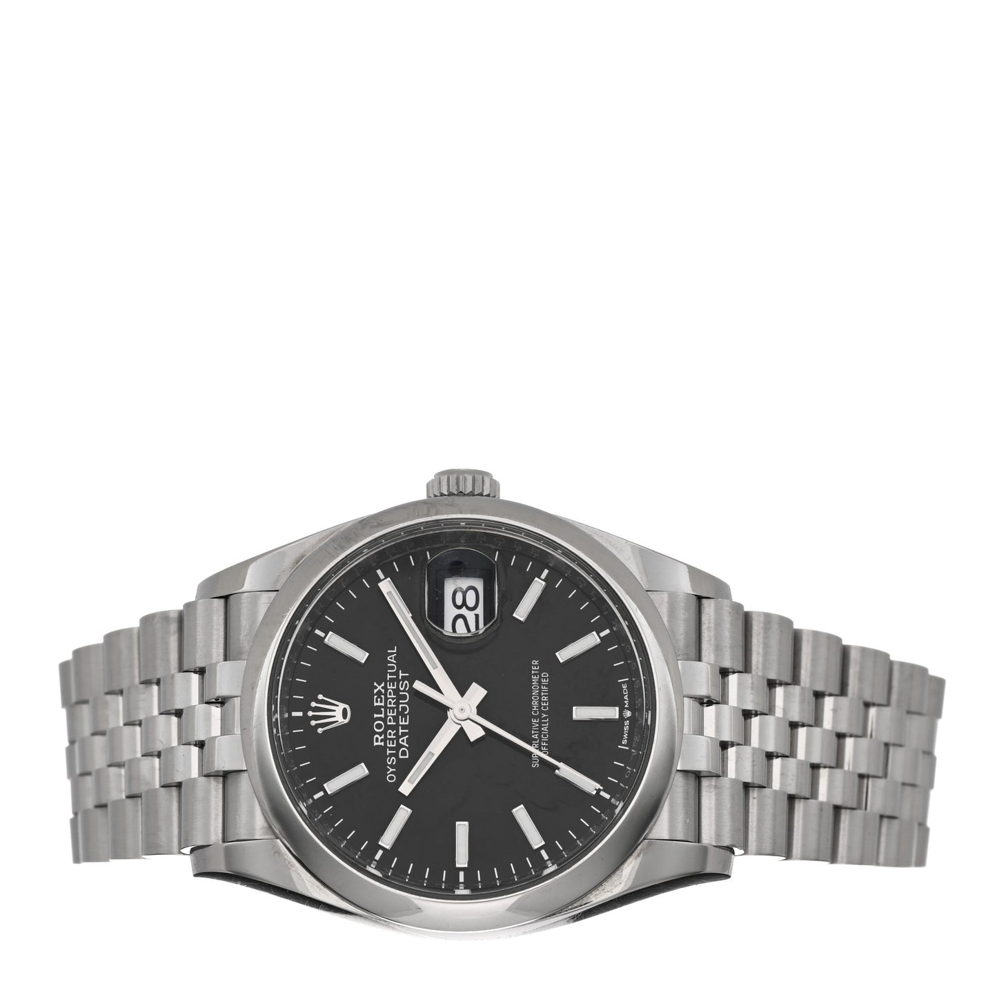 Stainless Steel 36mm Oyster Perpetual Datejust Watch Bright Black 126200