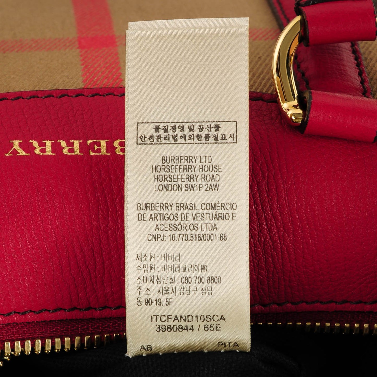 House Check Derby Calfskin Small Alchester Bowling Bag Russet Red