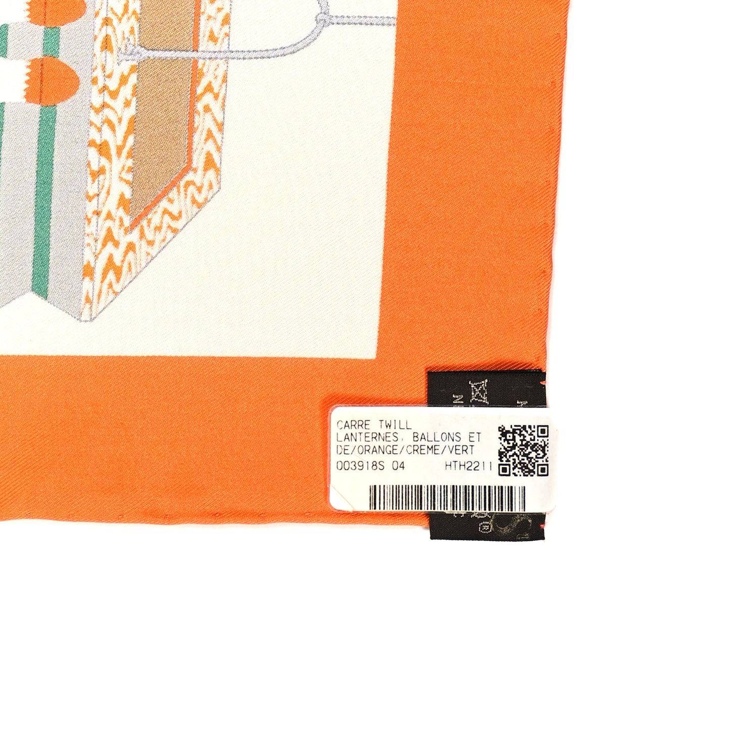 Silk Lanternes Ballons et Cocardes Scarf 90 Orange Creme Vert