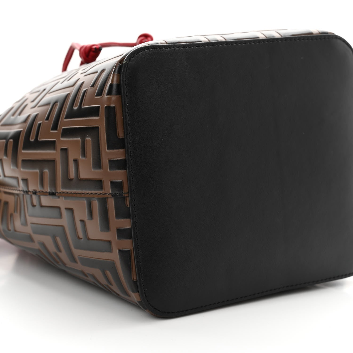 Fendi Vitello Grace F is Fendi Bi-Color FF 1974 Embossed Grande Mon Tresor Bucket Bag Maya Black Fragola 9 of 12