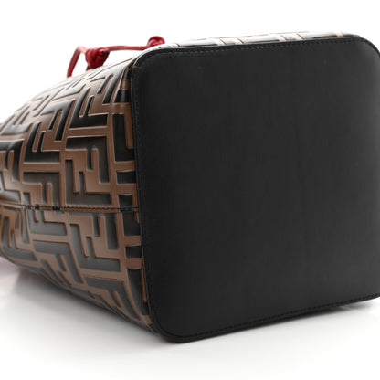 Fendi Vitello Grace F is Fendi Bi-Color FF 1974 Embossed Grande Mon Tresor Bucket Bag Maya Black Fragola 9 of 12