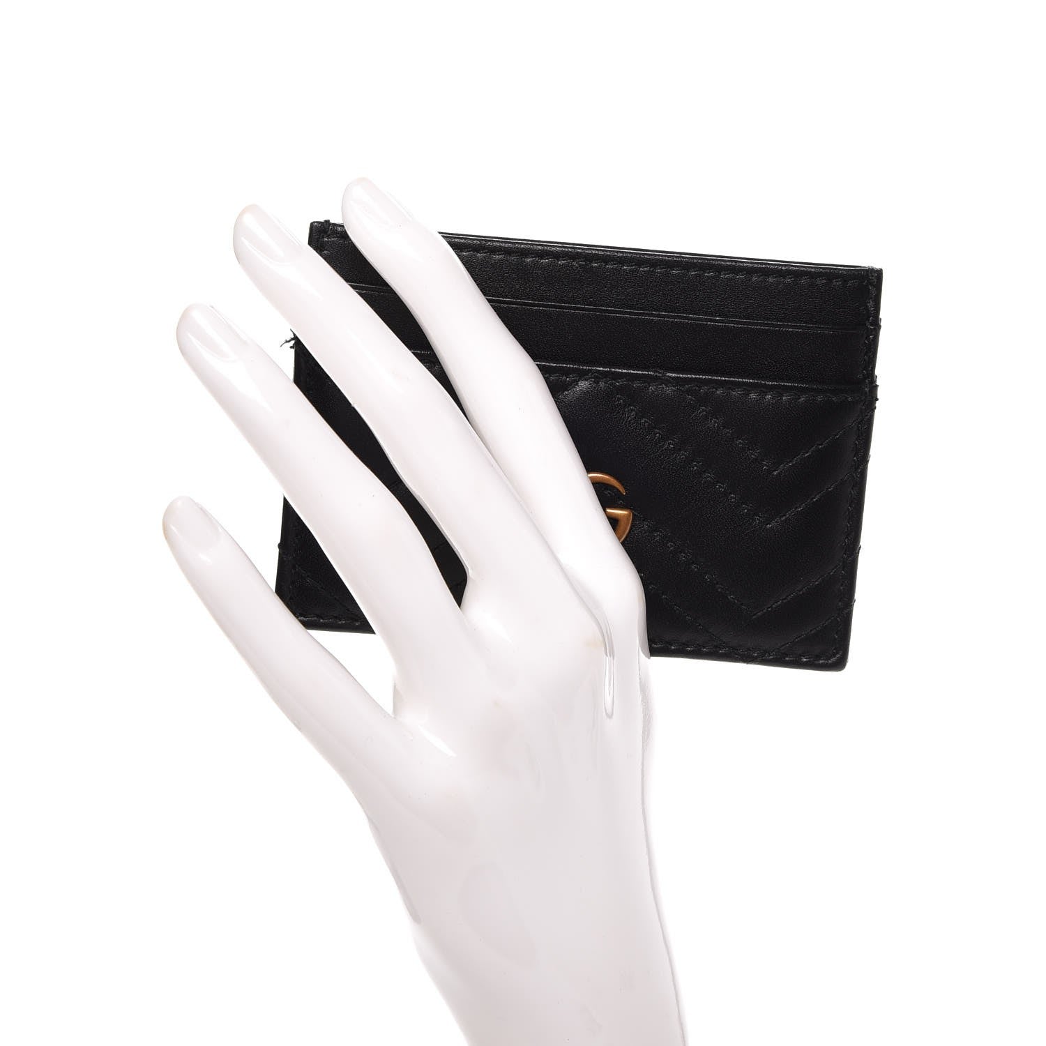 Gucci Calfskin Matelasse GG Marmont Card Holder Black 2 of 8
