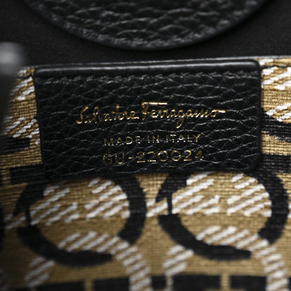 Salvatore Ferragamo Tumbled Calfskin Gancini Mini Bag Black 6 of 14