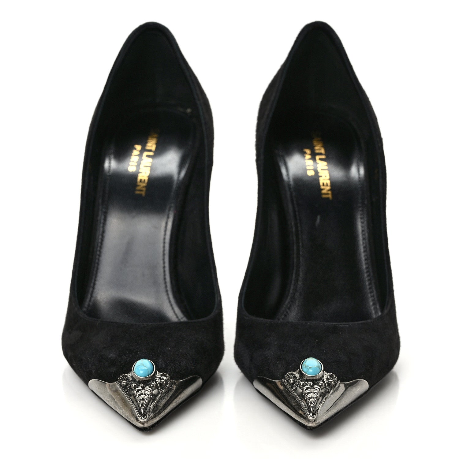 Saint Laurent Suede Metal Tip Zoe 105 Pumps 38.5 Black 2 of 8