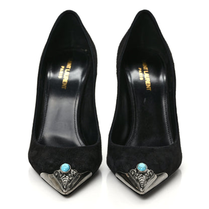 Saint Laurent Suede Metal Tip Zoe 105 Pumps 38.5 Black 2 of 8