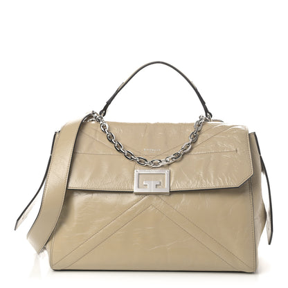 Givenchy Creased Patent Calfskin Medium ID Flap Beige 1 of 4