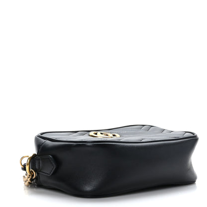 Gucci Calfskin Matelasse Mini GG Marmont Chain Shoulder Bag Black 4 of 11