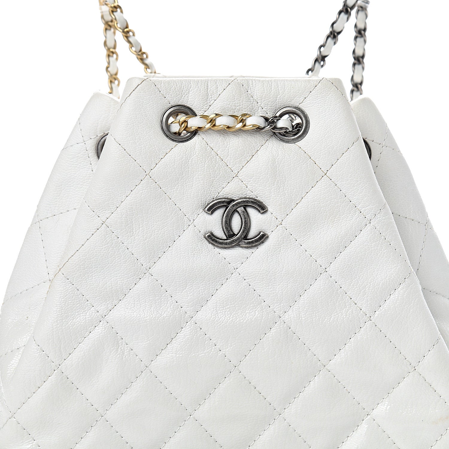 Chanel Patent Goatskin Quilted Small Gabrielle Backpack White 7 of 13