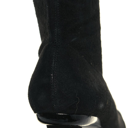 Chanel Suede Calfskin Patent CC Cap Toe Knee High Boots 39.5 Black 7 of 8