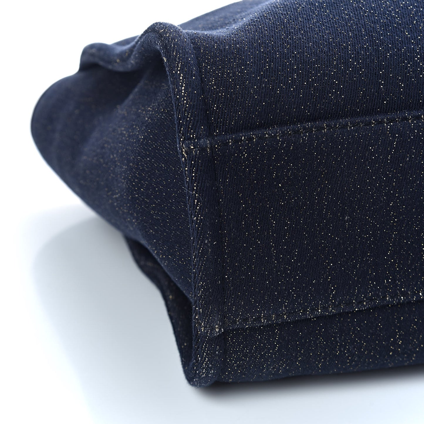 Lurex Canvas Small Deauville Tote Navy Blue Gold