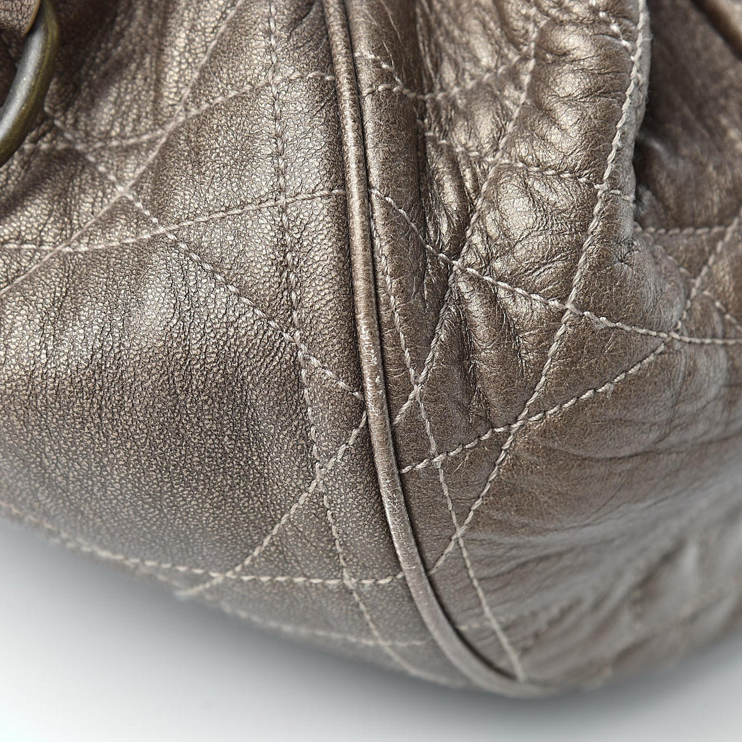 Lambskin Cannage Drawstring Bag Bronze