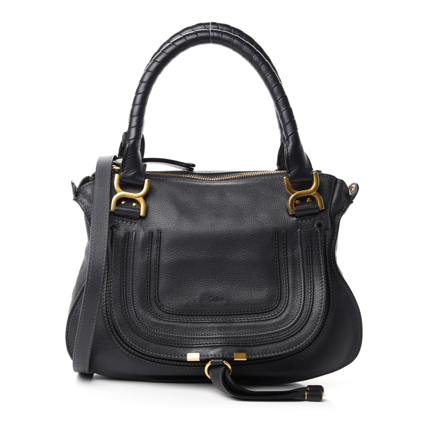 Calfskin Medium Marcie Satchel Black