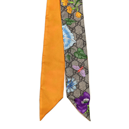Gucci Silk Twill GG Monogram Special Flory Neck Bow Scarf Beige Yellow 2 of 3