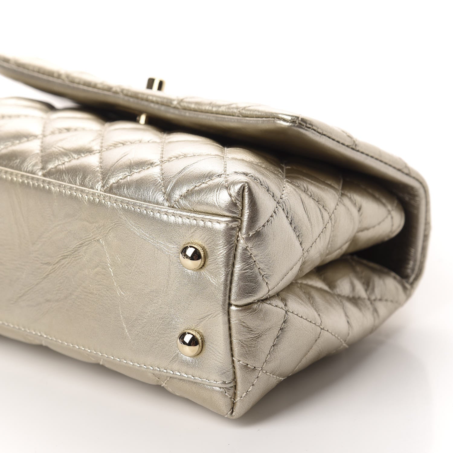 Chanel Metallic Aged Calfskin Quilted Mini Coco Handle Flap Gold 7 of 10