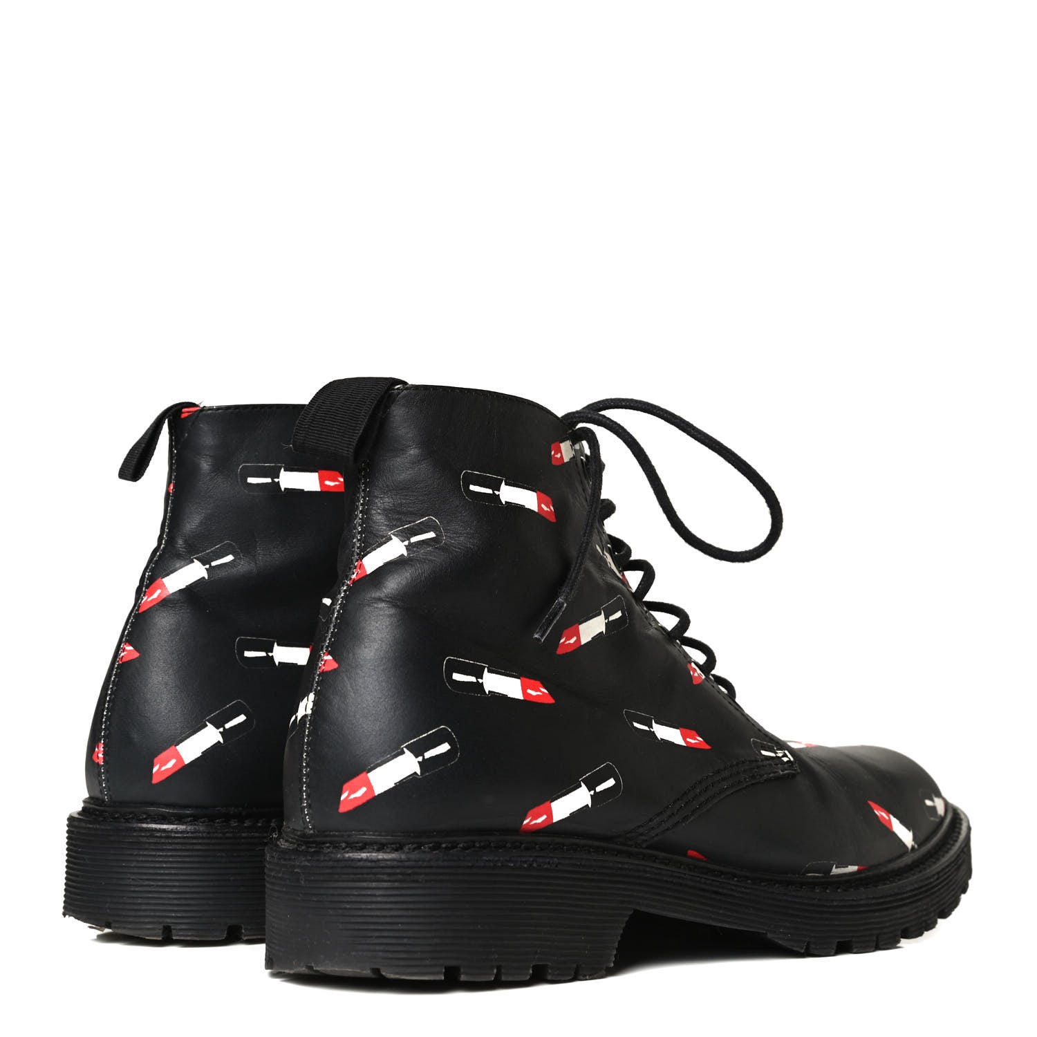 Saint Laurent Smooth Calfskin Rangers Boots 37 Black Red 7 of 22