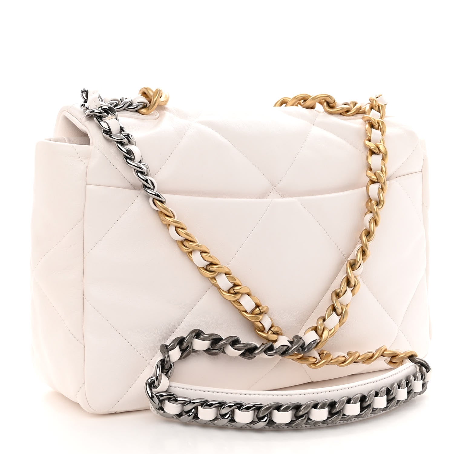Chanel Lambskin Quilted Large Chanel 19 Flap White 3 of 9