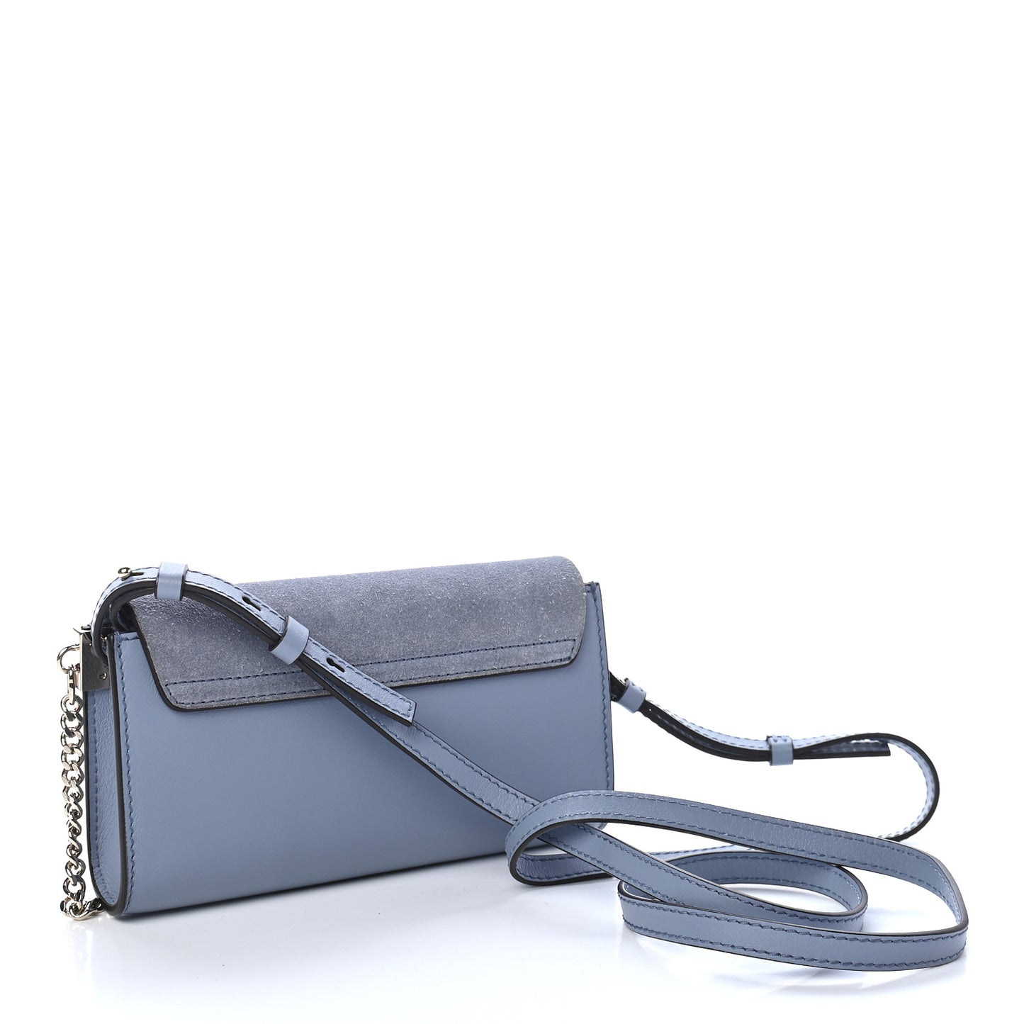 Suede Calfskin Mini Faye Shoulder Bag Washed Blue