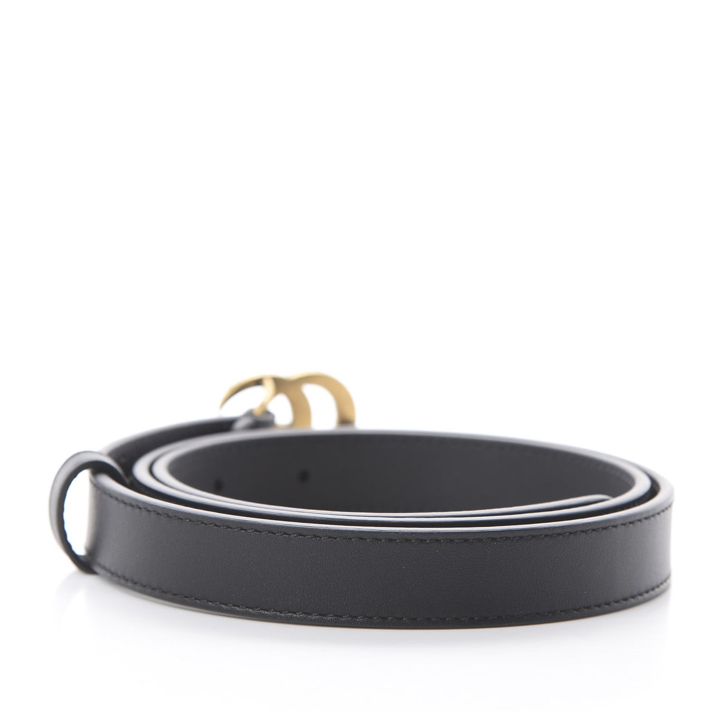 Moon Calfskin Pearl Double G 20mm Belt 80 32 Black Cream