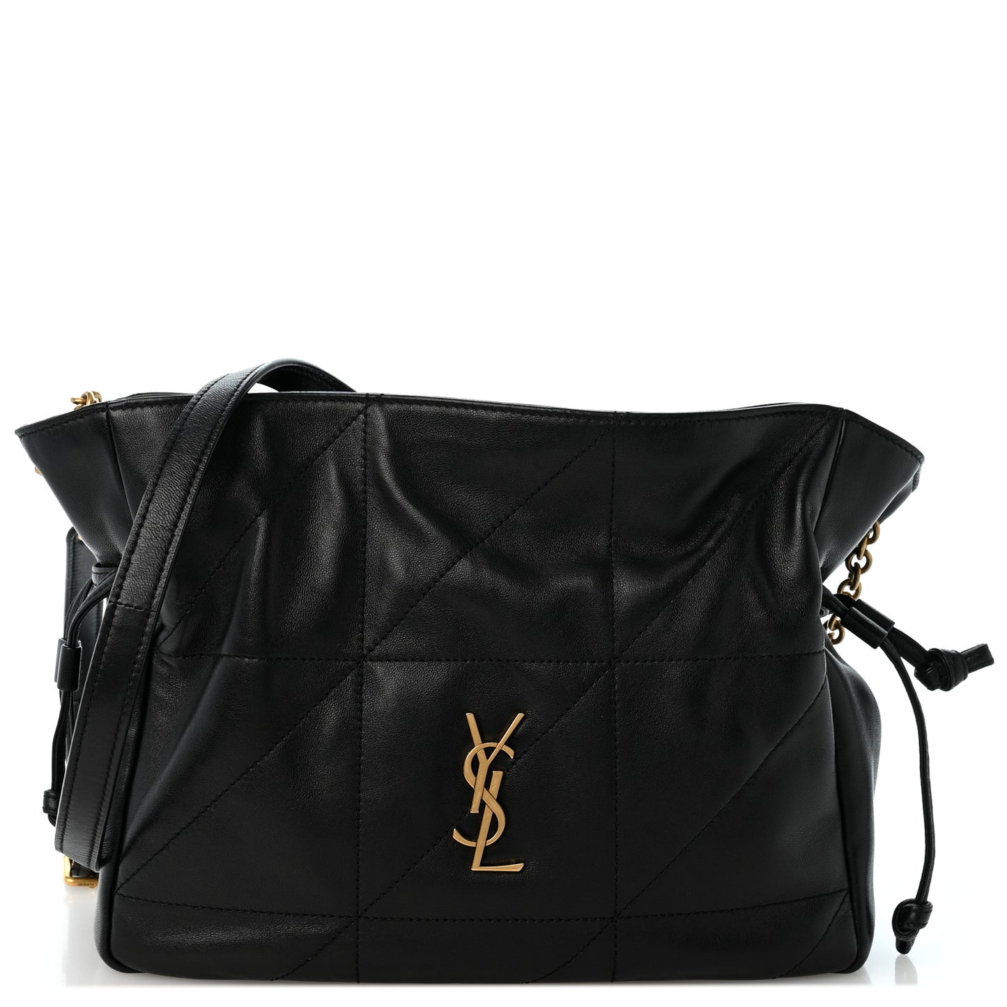 Lambskin Matelasse Monogram Medium Jamie Shoulder Pouch Bag Black