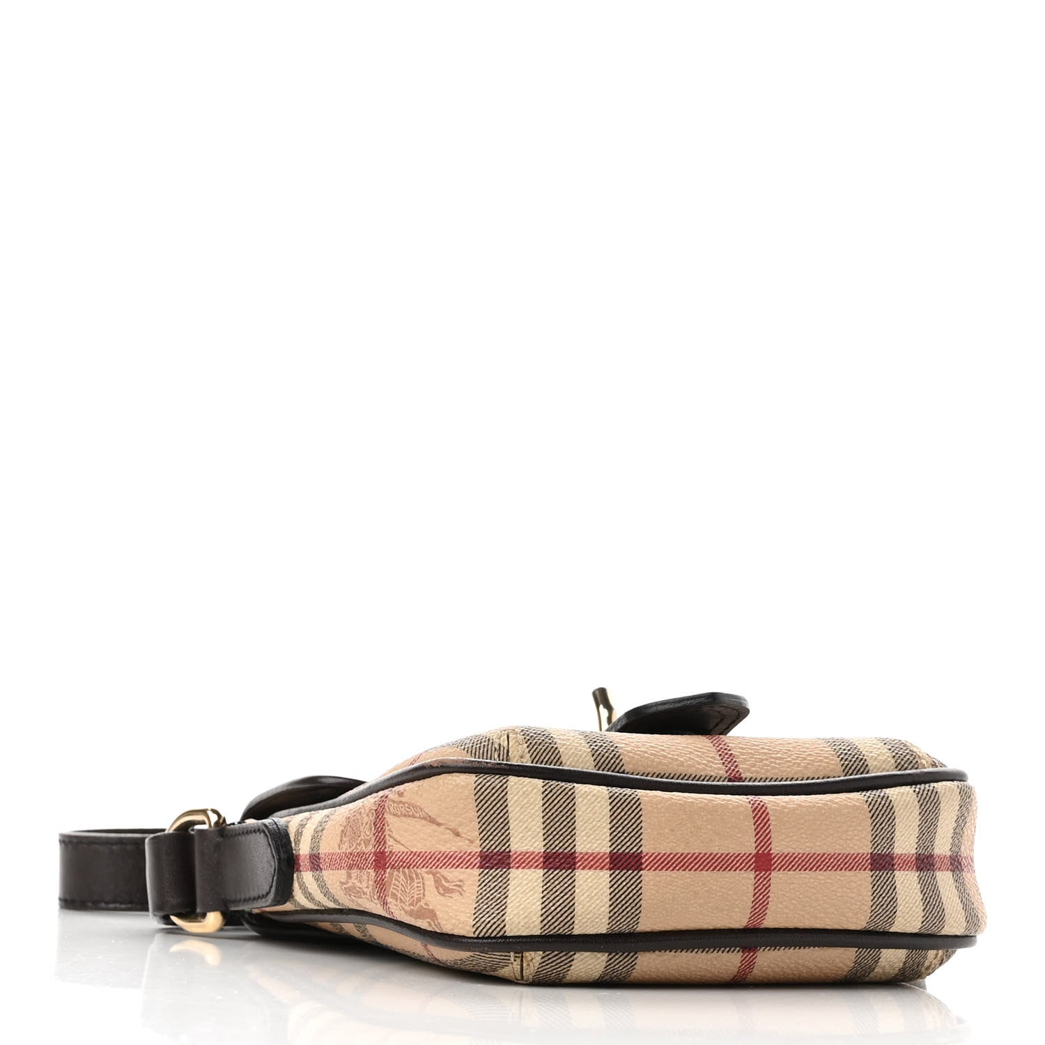 Burberry Haymarket Check Buckle Crossbody Bag Dark Brown 4 of 10