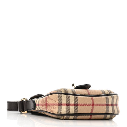 Burberry Haymarket Check Buckle Crossbody Bag Dark Brown 4 of 10