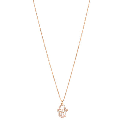 Chopard 18K Rose Gold Diamond Happy Diamonds Hamsa Pendant Necklace 1 of 5