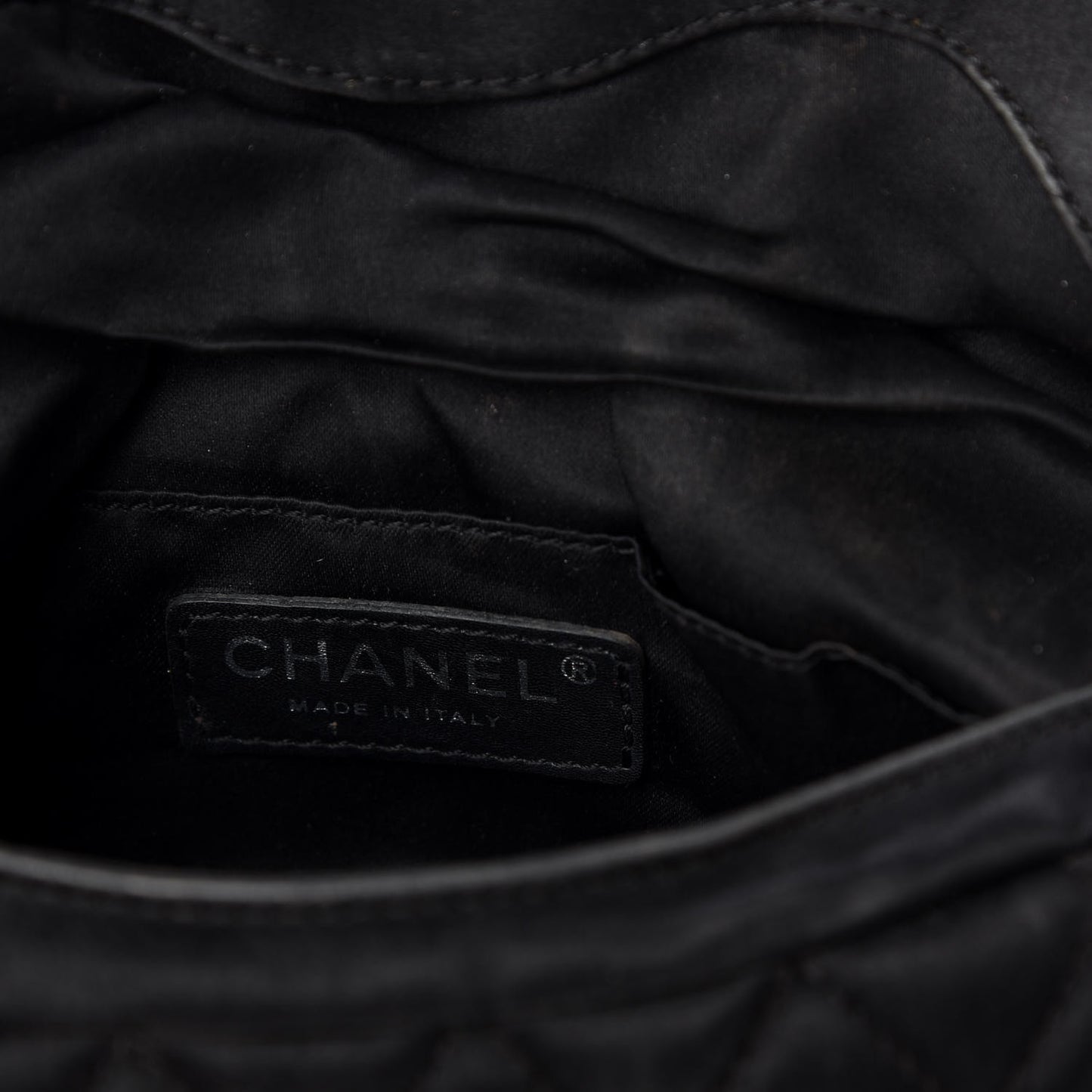 Satin Quilted Flap Clutch Black