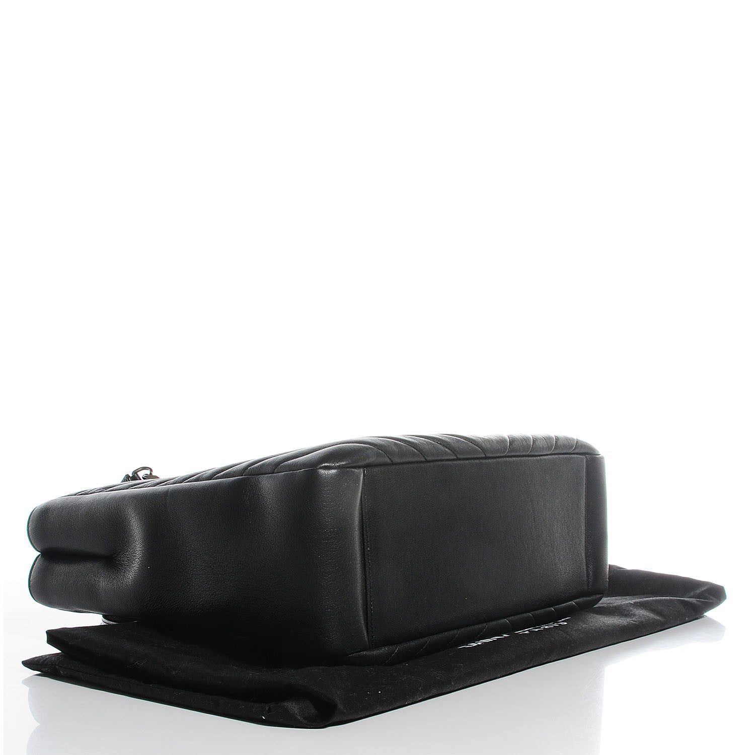 Saint Laurent Sheepskin Matelasse Chevron Large Monogram Shopper Black 4 of 9