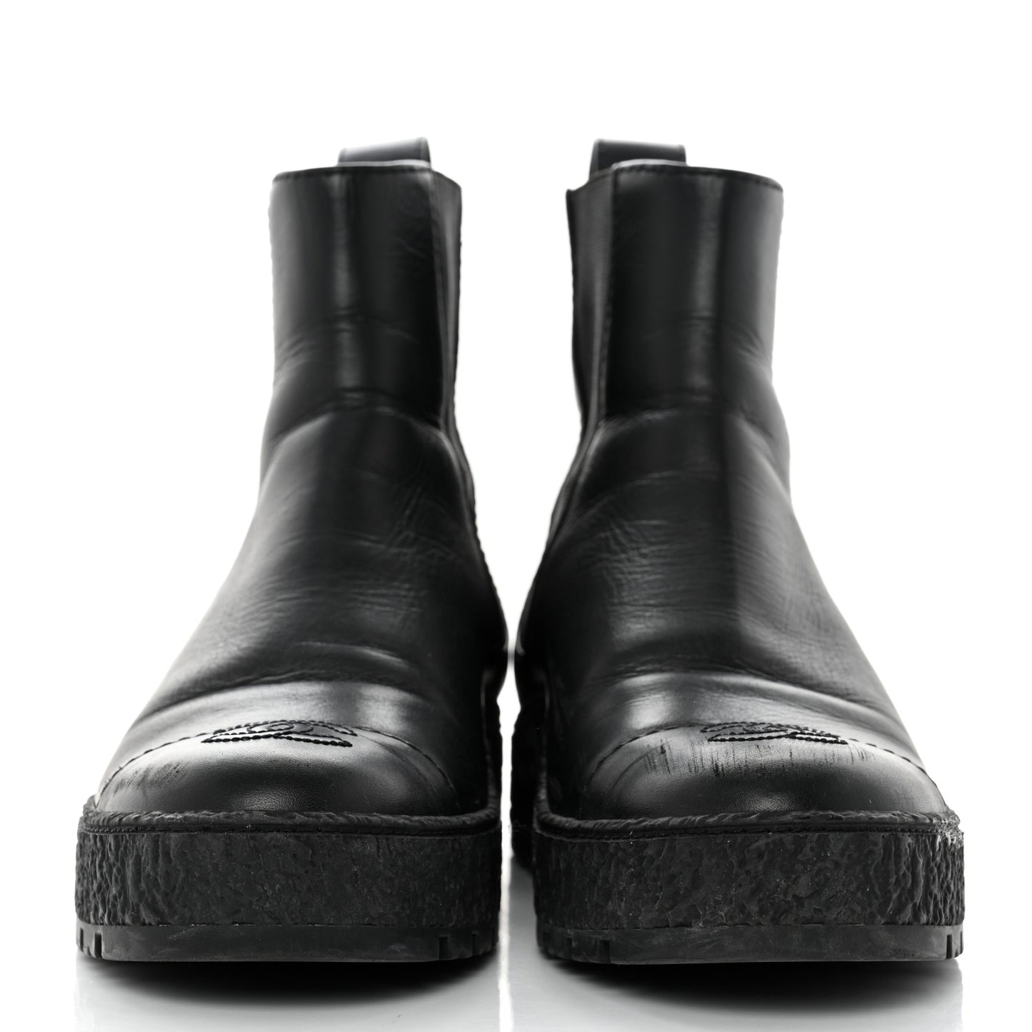 Calfskin Cap Toe CC Ankle Boots 39 Black